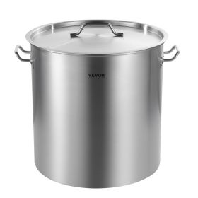 VEVOR Stainless Steel Stockpot, 84 Quart Large Cooking Pots, Cookware Sauce Pot with Basket, Lid, and Handle, Heavy Duty Commercial Grade Stock P