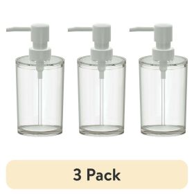 (3 pack) Clear Plastic Liquid Soap Pump Dispenser, 12oz Capacity