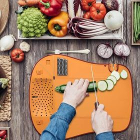 6 IN 1 Multi-functional Folding Cutting Board (Color: Orange)